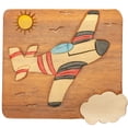 thumbnail image 2 of Sea Island Imports Taburete corto decorativo de madera de acacia tallada a mano con diseño de avión, 2 of 4