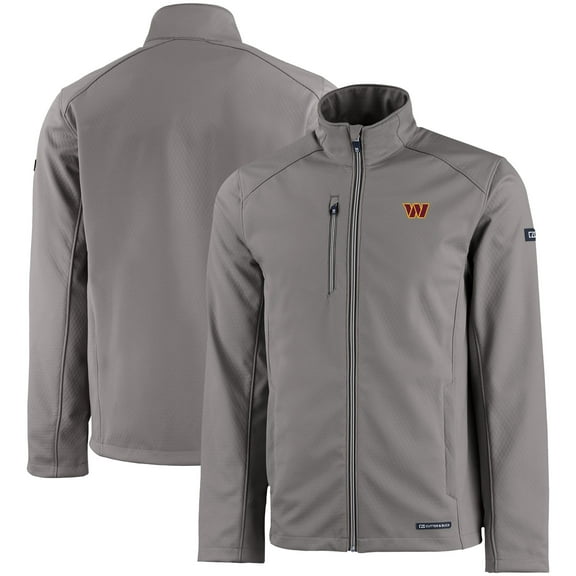 Men's Cutter & Buck Gray Washington Commanders Evoke Eco Softshell Recycled Full-Zip Jacket