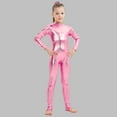 thumbnail image 6 of HAOTAGS Girl's Shiny Jumpsuit, Zipper - Back Stage Presence Flattering Tight Dance Clothes Pink 7-9 Years, 6 of 6