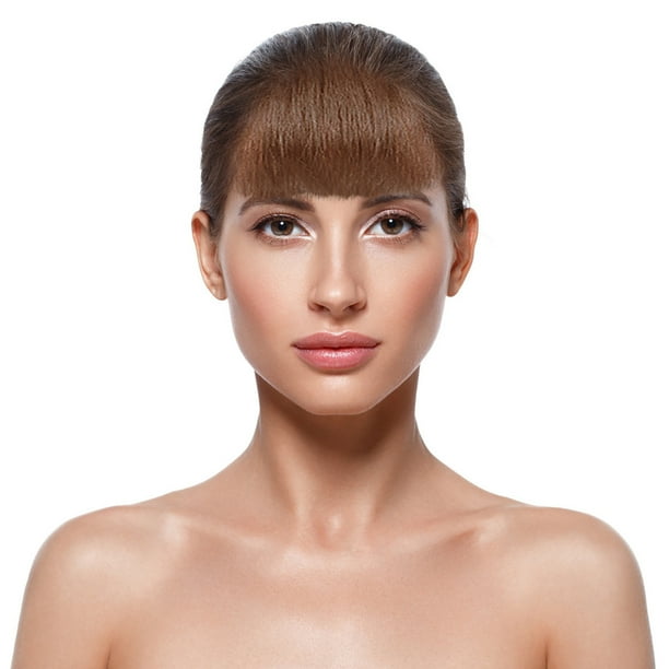 Pelucas con flequillo para mujer, peluca ondulada suelta con flequillo de cabello humano, flequillo con flequillo natural para niñas y mujeres, cabello artificial.