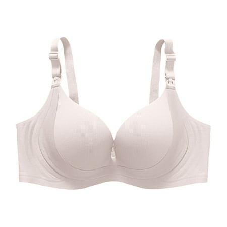 DXOUPM Women s Wireless Bra Nursing Bras for Breastfeeding Seamless Smooth Comfort Wirefree T Shirt Bra Beige 34