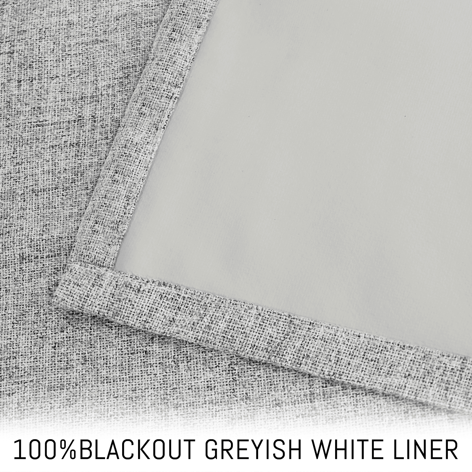 Yakamok 100% Blackout Dove Grey Linen Curtains 90 Inches Long for Living Room, Room Darkening Textured Curtains for Bedroom with White Liner 2 Panels
