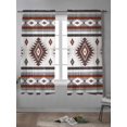 thumbnail image 4 of Red Boho Curtains 63 Inch Length, Sheer Curtains for Bedroom Living Room Window Southwestern Ethnic Aztec Retro Geometric Rod Pocket Voile Drapes Kitchen Curtains Small Half Window 42"x63" 2 Panels, 4 of 7
