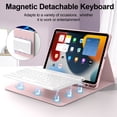 thumbnail image 3 of Aoub Keyboard Case for iPad Air 11'' 2024 M2, iPad Air 5th/4th Generation 10.9 Inch 2022/2020 Soft TPU Bakc Magnetic Detachable Wireless Bluetooth Keyboard Case with Pencil Holder, Pink, 3 of 8