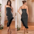 thumbnail image 3 of Vestido PORRCEY Hot Drilling Craft con hombros descubiertos, color negro, 3 of 6