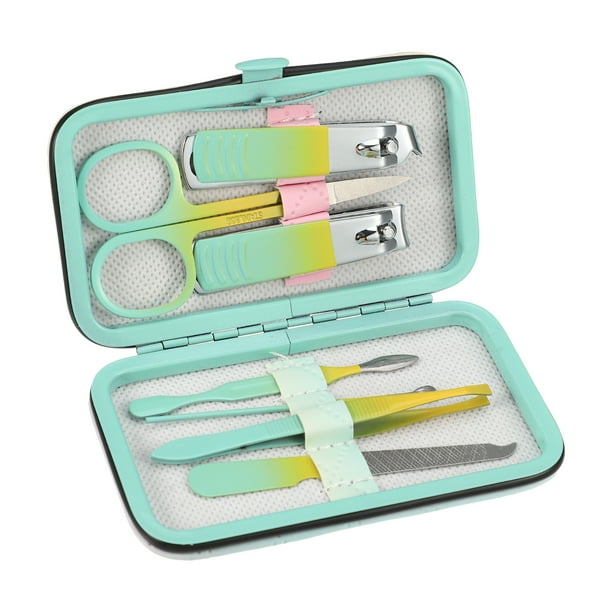 1 juego 7 EN 1 kit de cortaúñas Unique Bargains de manicura profesional de acero inoxidable degradado