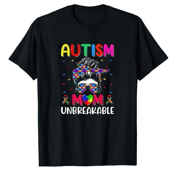 AALJY Autistic Autism Awareness Mom Life Shirt Women Bleached T-Shirt