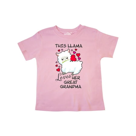 

Inktastic This llama loves her Great Grandma with Hearts Gift Toddler Boy or Toddler Girl T-Shirt