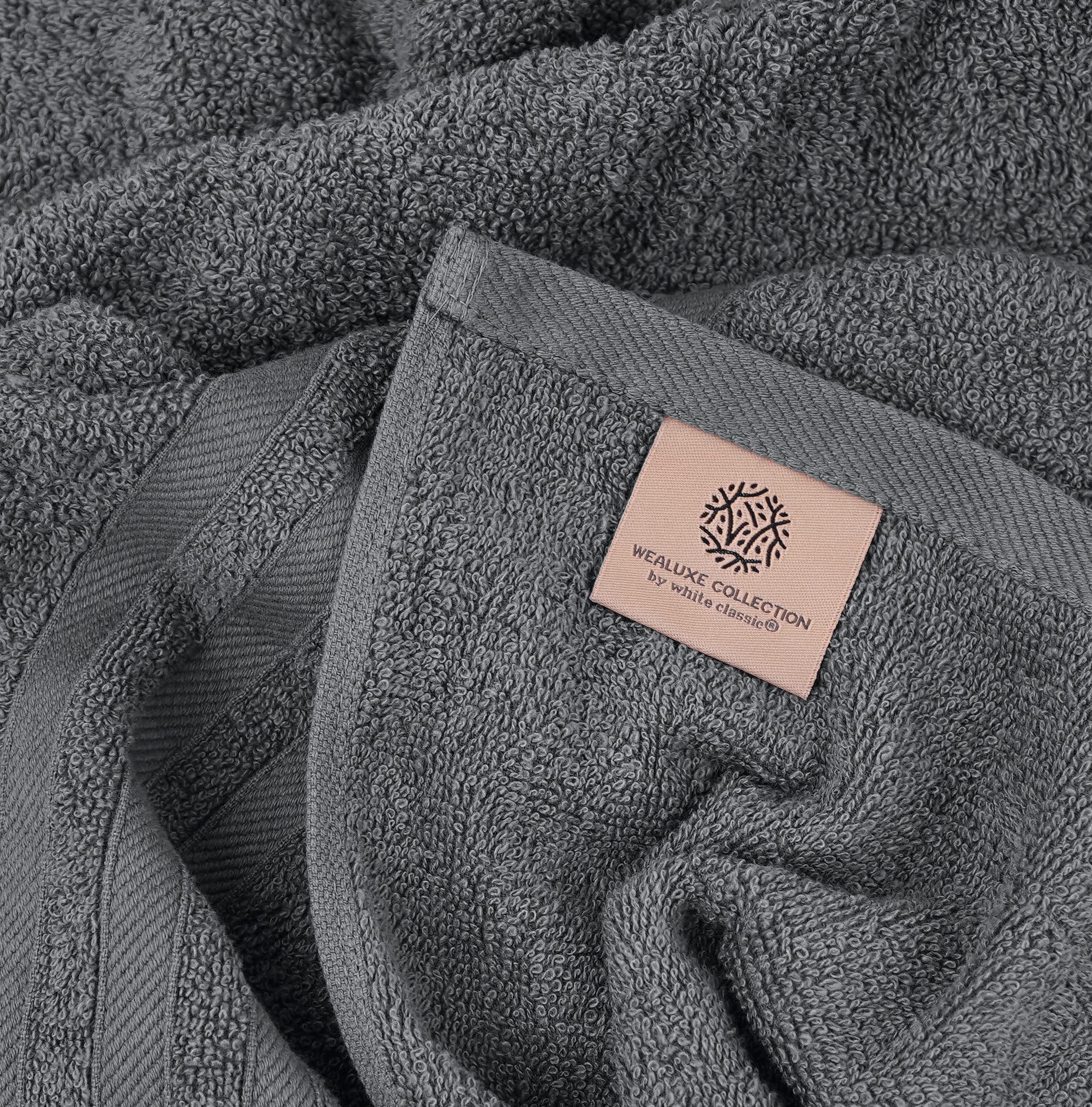 White Classic Gray Bath Towels Set of 4, Cotton Body Towel for Hotel, Gym, Spa, Soft Extra Absorbent Quick Dry Towels for Bathroom 27x54 Inch