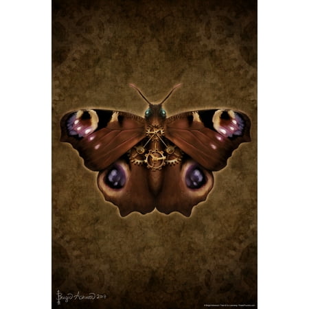 Steampunk Peacock Butterfly Poster by Brigid Ashwood Vintage Illustration Insect Wall Art of Moths and Butterflies Butterfly Illustrations Insect Poster Moth Cool Wall Art Print Poster 12x18