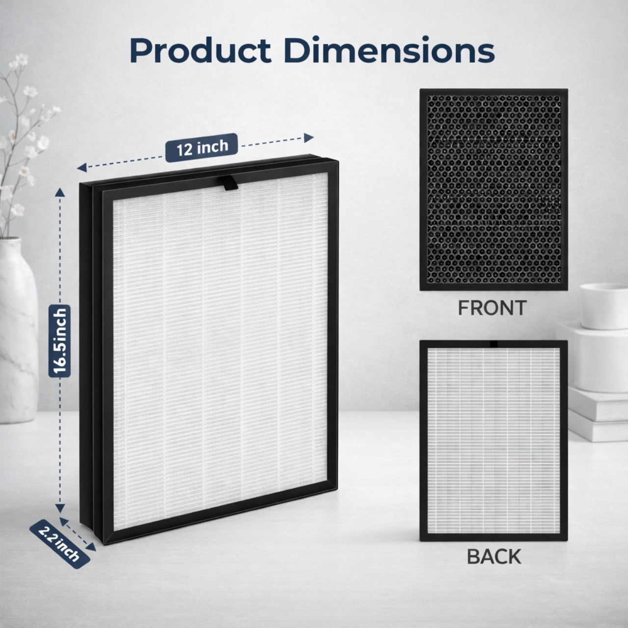 Nispira Puro 400 HEPA Replacement Filter Compatible with Puroair 400 Air Purifier, 3-Stage Filtration with Activated Carbon Filter, 2 Pack