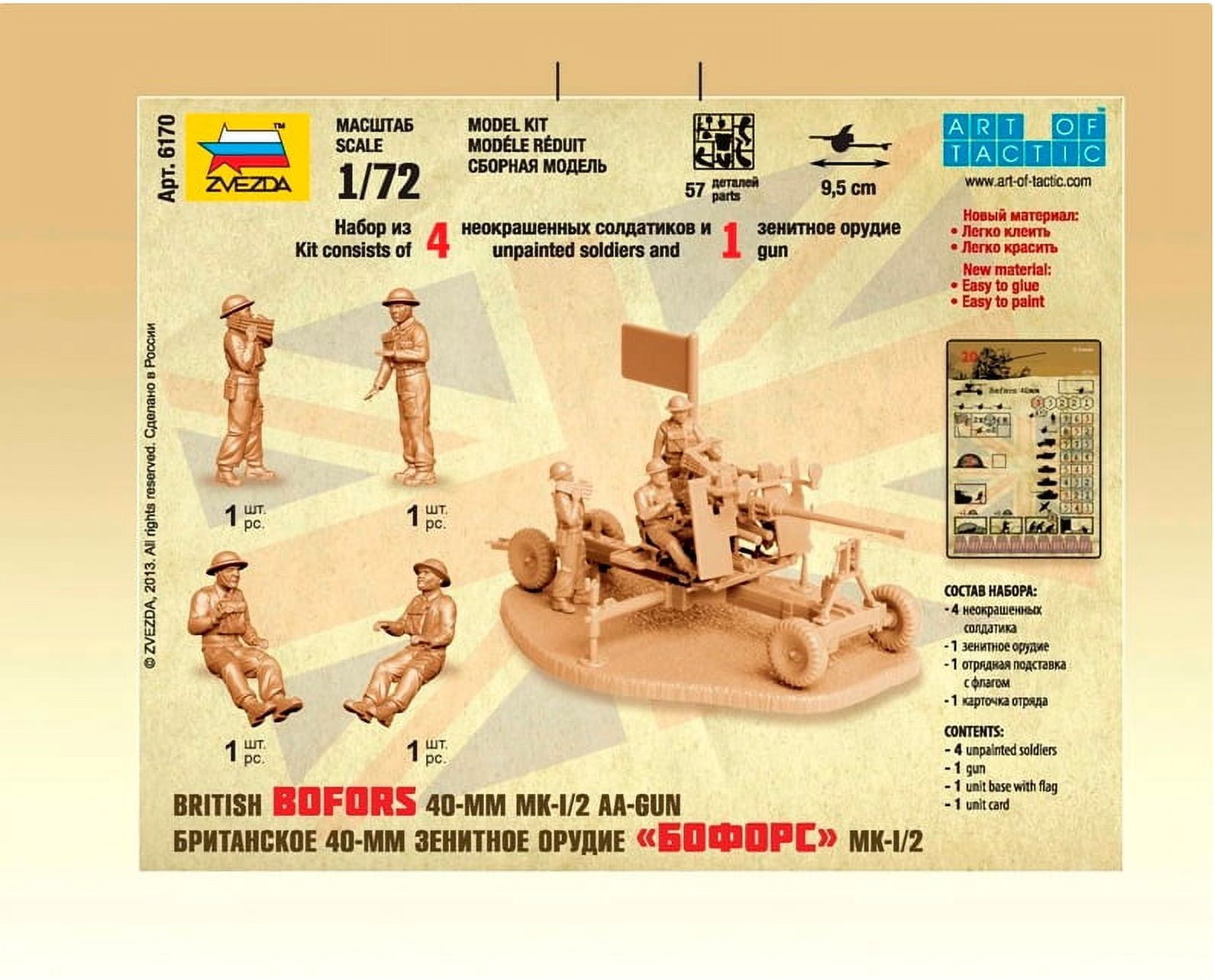 Zvezda #6170 1/72 Scale Unpainted Figure - British Bofors 40-mm MK-2 AQA-Gun