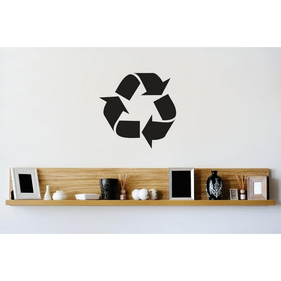 Custom Wall Decal Vinyl Sticker : Recycle Symbol Logo Go Green Sign Image Bedroom Bathroom Living Room Mural : 20 X20" -