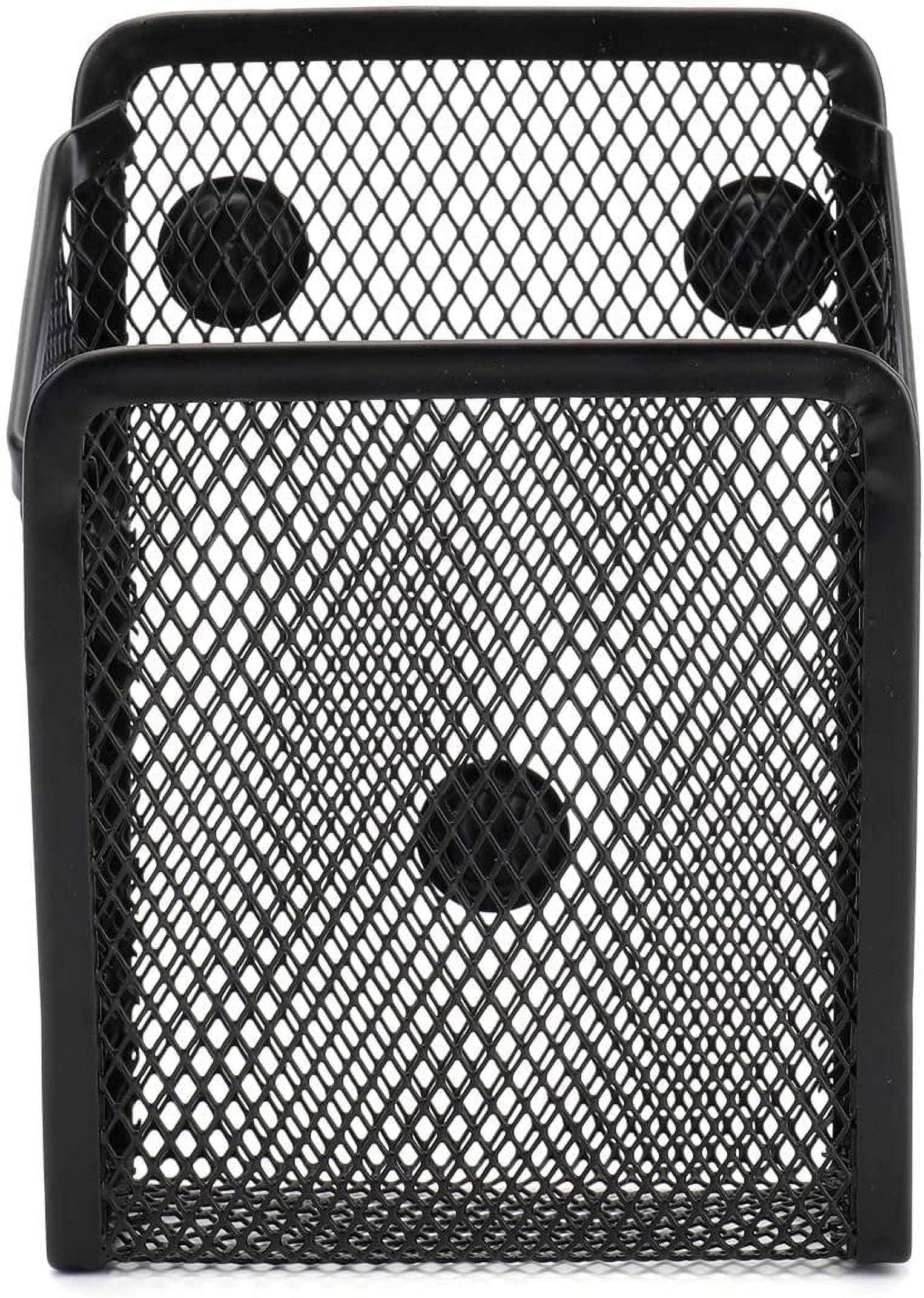 Casewin Magnetic Pencil Holder, Mesh Storage Metal Baskets Holder Container Storage Organizer with Magnets to Hold Whiteboard Kitchen Refrigerator Fridge, Locker Accessories, Black (4)
