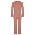 thumbnail image 3 of 2 Piece Travel Suit Women's 2 Piece Outfits Long Sleeve Knit Sweater Hooded Tops Wide Leg Pants Loungewear Sets Tracksuits 2 Piece Running Suit Set S-147 Pink-a L, 3 of 5