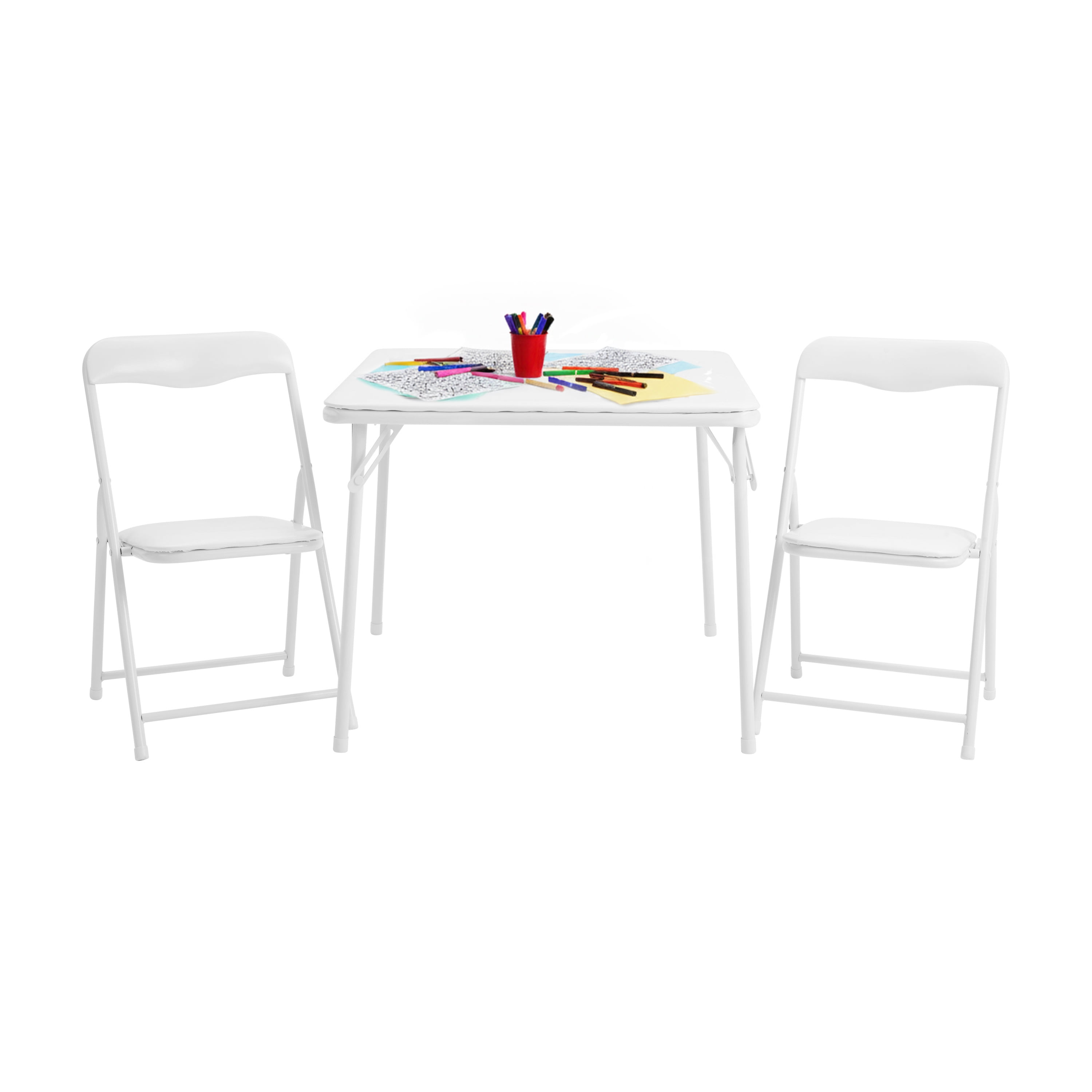Flash Furniture Kids White 3 Piece Folding Table and Chair Set
