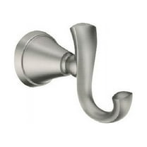 Moen Medium Brushed Nickel Silver Metal 2-5/8 in. L Garment Hook 20 lb. 1 pk