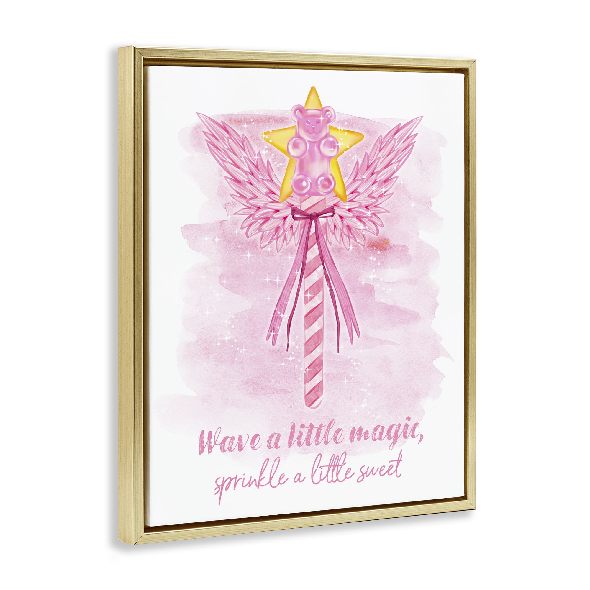 Stupell Industries Sprinkle Sweet Magic Fairy Tales & Fantasy Painting Gold Floater Framed Art Print Wall Art, 25 x 31