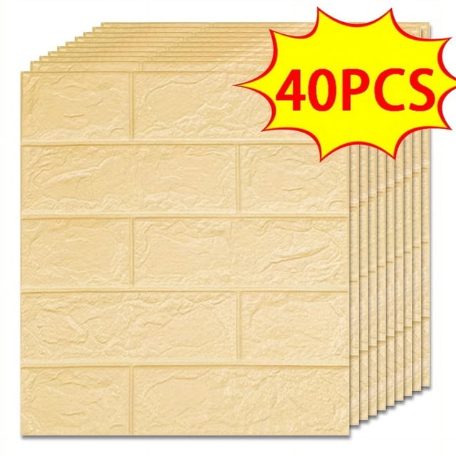 20/30/40//50pcs 3D Wall Tile Sticker, Foam Brick Self-Adhesive Anti-Collision Sticker,