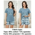thumbnail image 3 of Womens Short Sleeve Pajama Sets with Shorts 2 Piece Round Neck Women's Shorts Pajamas Sets Cute Print Womens Summer Sleepwear Set with Pockets, S-XXL, 3 of 10