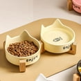 thumbnail image 4 of Tvtnvo Ceramic Dog and Pet Food and Water Bowl Set with Non Slip Wooden Stand Elevated Pet Bowls for No Spill Feeding Lead Free Modern Design for Home Feeding Station Yellow 6.1in, 4 of 6