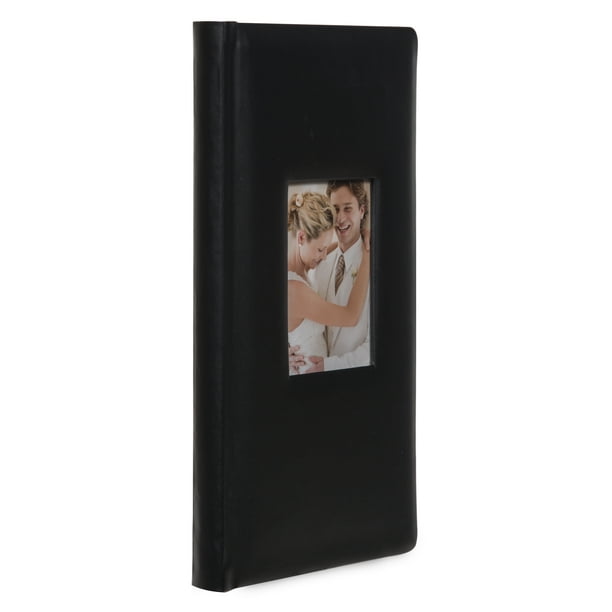 Pinnacle Frames & Accents Premium Black Leather Photo Album, Holds 48