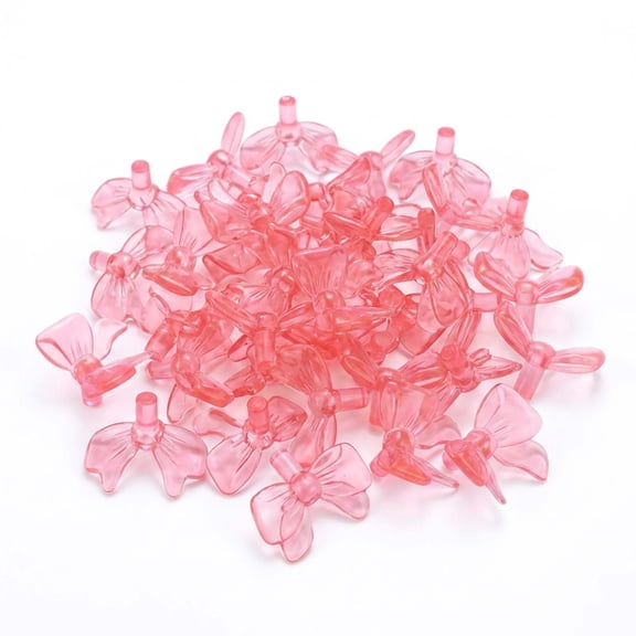 JHyouerji 50pcs Pink Bow Shaped Acrylic Christmas Mini Ornaments for Tree Wreath Garland Home Party Holiday Decor
