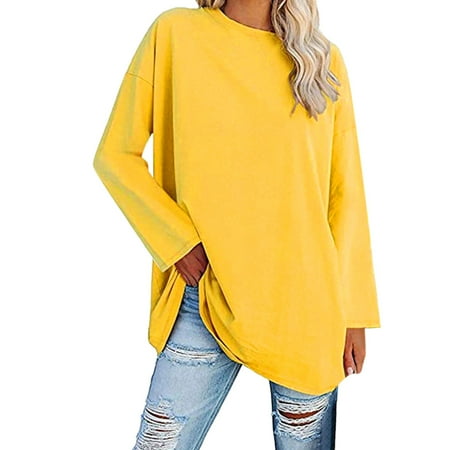 FUELEGO Lightning Deals Of Today Prime Clearance Long Sleeve Tops for Women Corset Tops for Women Crew Neck Tops for Women Basic Pleated Shirts Loose Fit Womens Casual Tops Summer Tops for Women