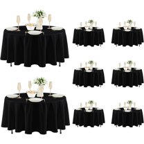 8 Pack Round Tablecloths: Stain Resistant Wrinkle Free Circle Table Clothes, Washable Reusable Polyester Table Covers for Wedding Party Birthday Banquet Reception(Black, 84 Inch)