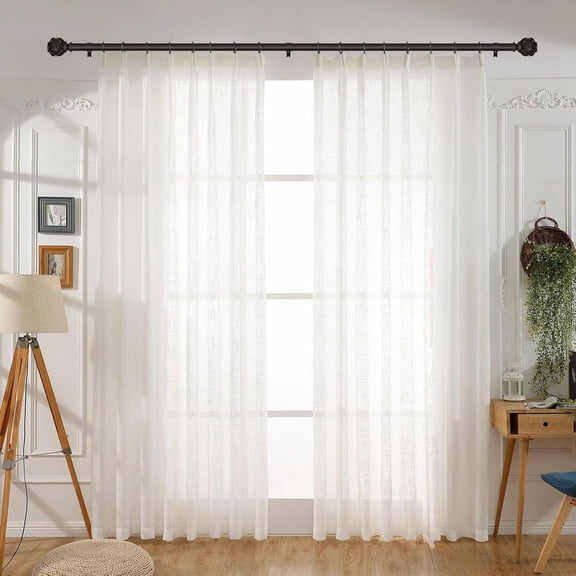 Bronze Heavy Duty Curtain Rods for Windows 120 to 240 inch, 1 Inch Extra Long Adjustable Decorative Curtain Rods For Bedroom, Living Room (Bronze,16"-240”)