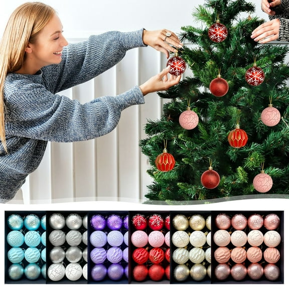 Christmas Ball Ornaments 16 Pcs - 2 inch Large Shatterproof Christmas Balls, Retro Style Painted Decorations Indoor, Aesthetic Holiday Party Hanging Ornaments for Xmas Tree, Wreath, Vines, Blue