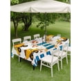 thumbnail image 4 of Outdoor Tablecloth with Umbrella Hole for Patio/Picnic/Party/Camping, Yellow Truck Waterproof Table Cloth Rectangle Table Cover Washable, Stars Navy Blue Checkered Modern Art (52"x 70"), 4 of 8