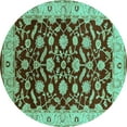 thumbnail image 1 of Ahgly Company Indoor Round Oriental Turquoise Blue Traditional Area Rugs, 3' Round, 1 of 4