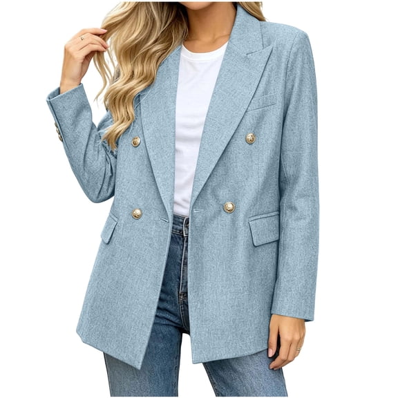 Luivaraty Blazer for Women Plus Size Business Office Outfits Dressy Casual Double Breasted Buttons Pocket Work Jackets, S-3XL