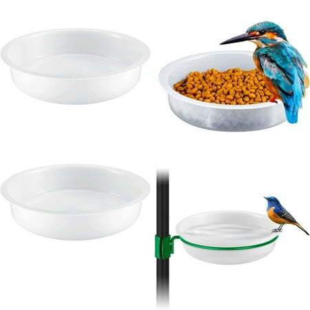 Happon 3Pcs Plastic Bird Feeders Bowls,Wild Birds Seed Feeder Waterer Round Birdbath Accessories Feeding Station Tray for Goldfinch,Oriole,Hummingbird
