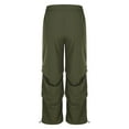thumbnail image 6 of Women's Parachute Pants Cargo Drawstring Elastic Waist Pants Baggy Hiking Track Y2k Trousers 2025 Trendy Streetwear Outfit (2XL, Army Green), 6 of 8