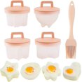 thumbnail image 1 of Hervidor de huevos escalfados, sin Bpa, hervidor de huevos, huevera, cazador furtivo de huevos con cepillo de aceite no pegajoso, color rosa, desayuno perfecto, 4 Uds., 1 of 5
