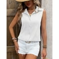 thumbnail image 4 of Cogild Sleeveless Button-Up Blouses for Womens V Neck Cardigans for Womens Summer Outfits, 4 of 7