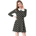 thumbnail image 1 of INSPIRE CHIC Robe Trapèze au-Dessus du Genou pour Femme à Pois avec Col Contrastant, 1 of 7