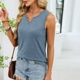 thumbnail image 4 of Timegard Summer Tank Tops for Women Notched V Neck Solid Color Fitting Comfy Casual Sleeveless Tops, 4 of 9