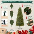 thumbnail image 6 of CAPHAUS 6 Feet Fake Christmas Tree w/ 820 Tip Count, 250 LED Lights, Pre-Hinged, Green Pointed Shaped Leaves, with Green Metal Stand, Fraser Fir, for Indoor, Office, Party, Holiday Decoration, 6 of 9