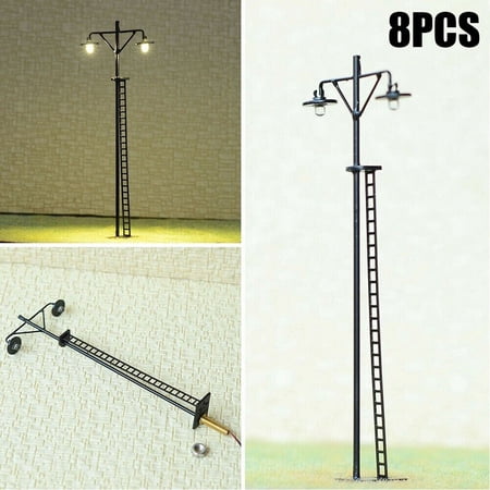 4/8X HO Scale LED Yard Light Model Train Railroad Street Station Lamp Post Decor