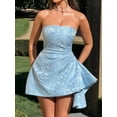 thumbnail image 4 of Embroidery Satin Homecoming Dress with Modest Strapless Mini Dresses A Line Short Prom Dress Party Gown Blue M, 4 of 7