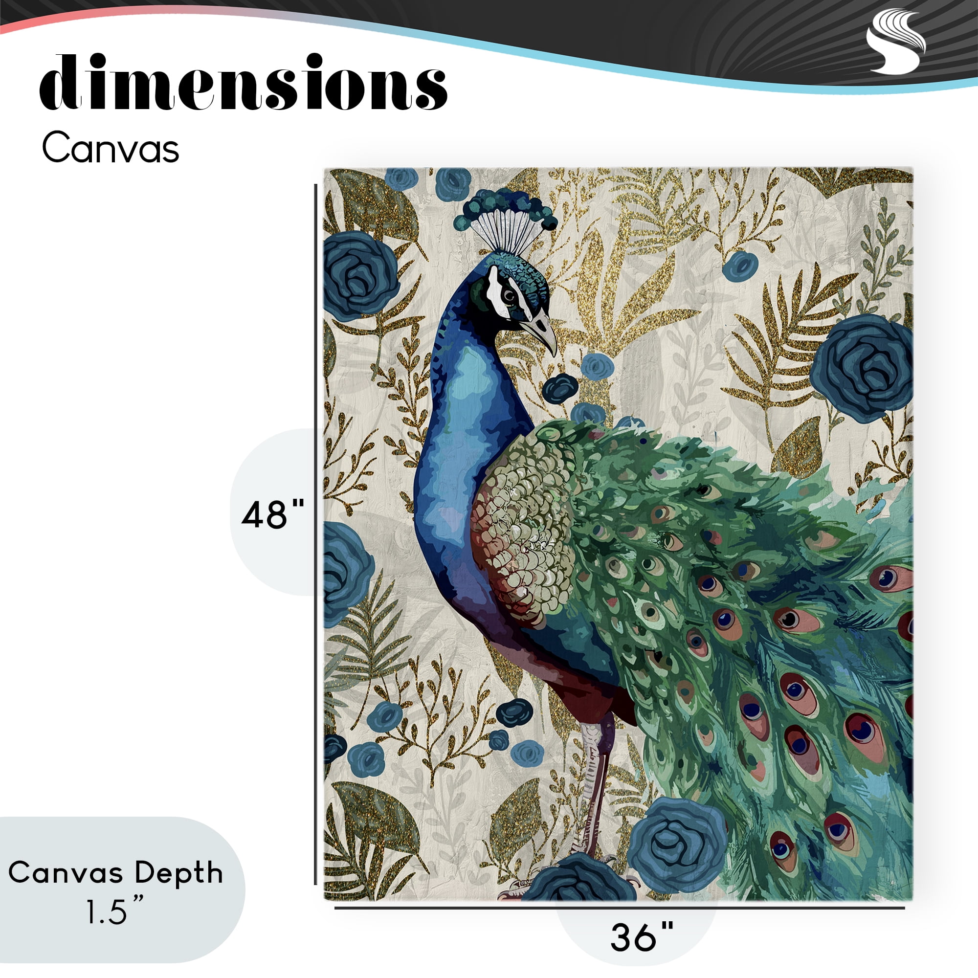 Stupell Industries Rococo Peacock Pride Canvas Wall Art, design by Kim Allen