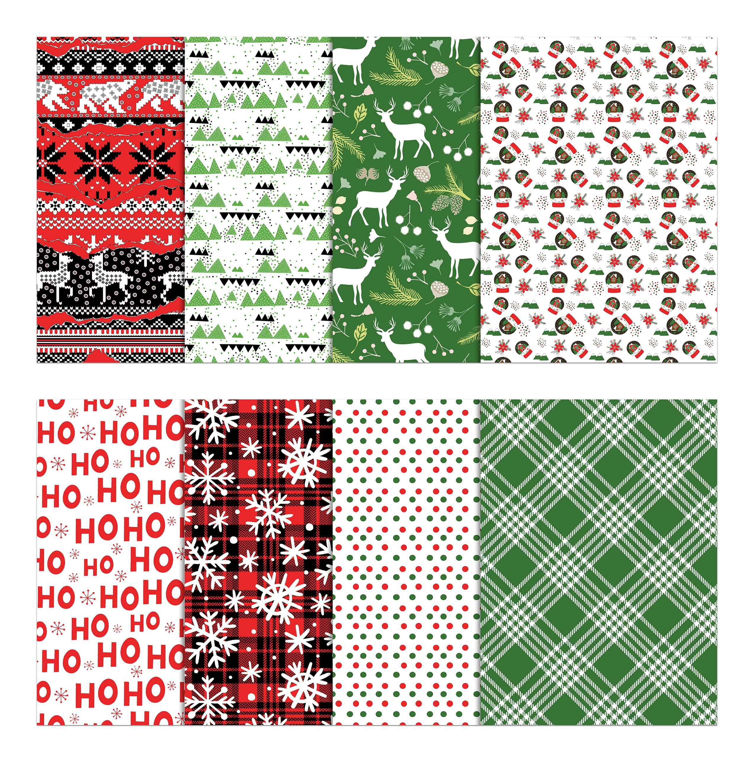 Soimoi 8 Pc Fat Quarter Bundle,ChristmasPrint 18"x 22"DIY Patchwork-100% CottonPre-Cut Quilting Fabric Red & Green