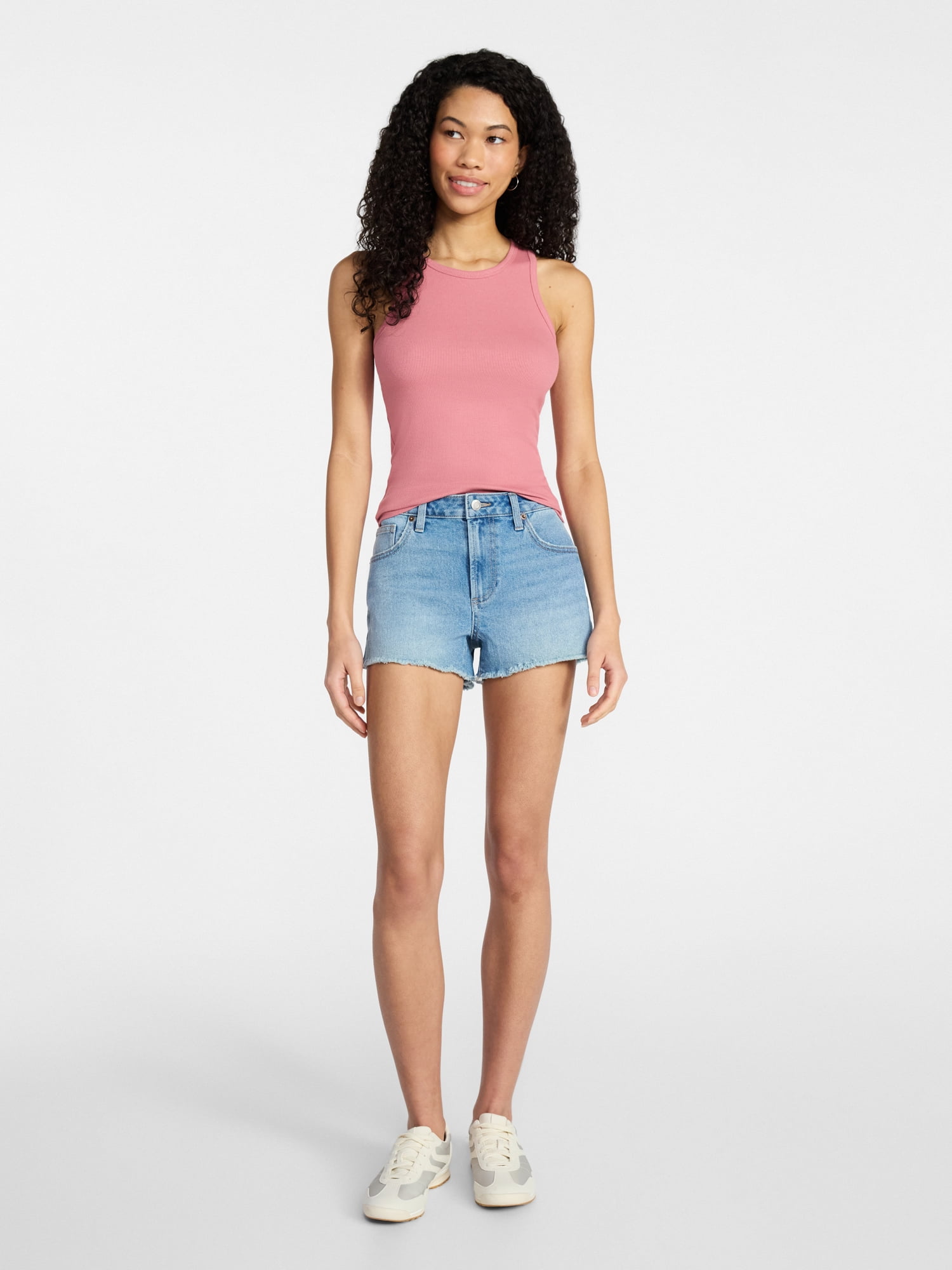No Boundaries Ribbed High Neck Tank Top, Women's XXS-XXL