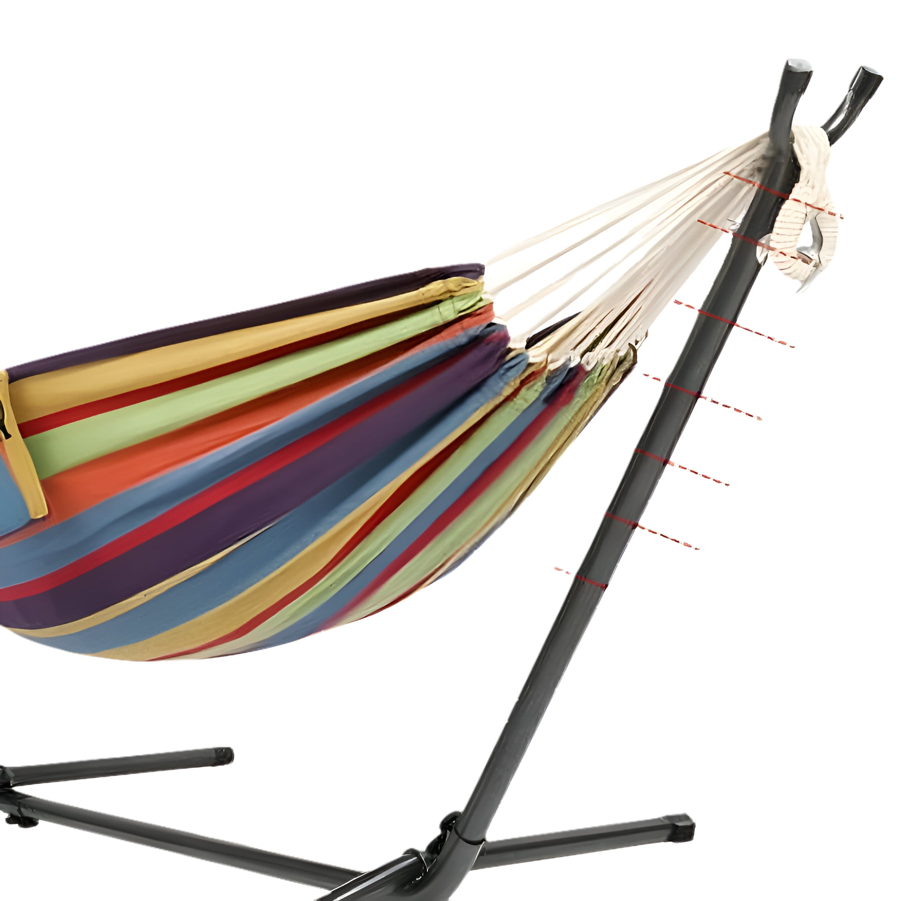 ONCLOUD 550 LBS Capacity Double Hammock with Stand Included with Portable Carrying Bag, 2-Person Hammock for Outdoors & Indoors - Rainbow Stripe