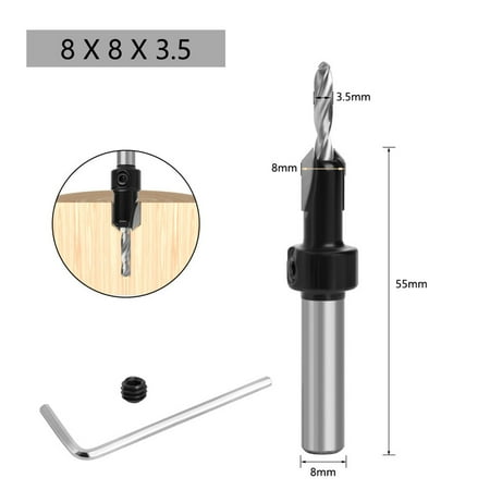 

8mm Shank HSS Woodworking Countersink Router Bit Screw Extractor Milling Cutter
