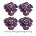 thumbnail image 1 of Juego de 4 pomos de cerámica modernos con forma de rosa para armario, para el hogar, la sala de estar y el dormitorio, color morado, 1 of 14