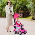 thumbnail image 4 of Gymax 3-in-1 Toddler Push Car w/Adjustable Canopy Under Seat Storage Realistic Sounds Pink, 4 of 10